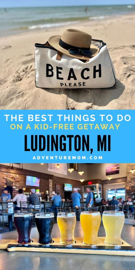 Get in your beach day before it is too late! Here are The Best Things to Do in Ludington, MI on a Kid-Free Weekend Getaway! Ludington, Michigan is a great adults-only travel destination. Plan a girl's weekend getaway or romantic couple's travel vacay with this guide to fun things to do in Ludington, Michigan. Hit the beach, explore the State Parks, brewery beer flights, great food, and so much more! Things To Do In Ludington Michigan, Ludington Michigan Things To Do In, Ludington Michigan, Ludington State Park, Adventure Mom, Girls Weekend Getaway, Vacations In The Us, Girlfriends Getaway, Float Trip