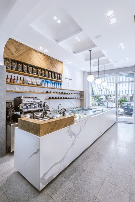 Italian Gelato Shop Design, Bakery Interior Design Pastry Shop, Bakery Counter Design, Gelato Shop Design, Gelato Parlour, Small Bakery Interior, Cafe Counter Design, Bakery Counter, Gelato Bar