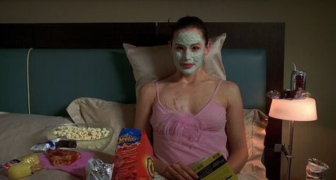 Face masks. And Cheetos. Mask Film, Thirty Flirty And Thriving, 13 Going On 30, Spoiled Brat, Laying In Bed, Chick Flicks, Jennifer Garner, Blonde Bombshell, New Poster