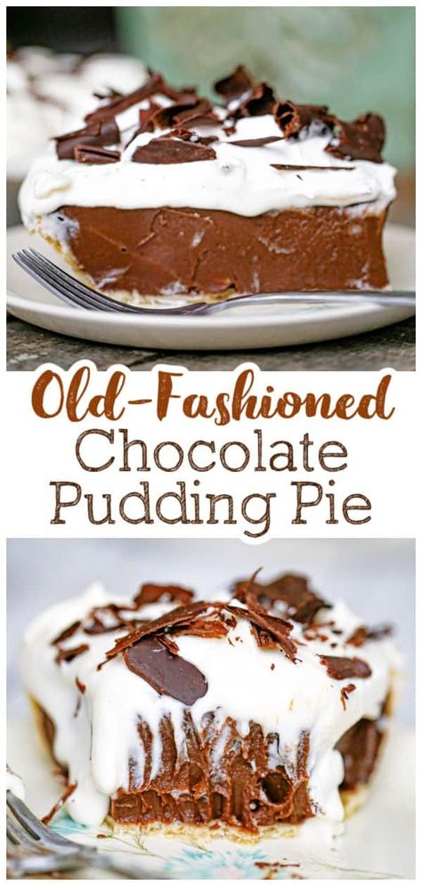 Homemade Pudding Pie Recipes, Homemade Chocolate Pudding Pie, Chicolate Pie, Chocolate Pudding Pie Easy Jello, Chocolate Pie Easy Pudding, No Bake Pudding Desserts, Chocolate Cream Pie With Pudding, Chocolate Pie Recipe Old Fashioned, Jello Pudding Pie Recipes