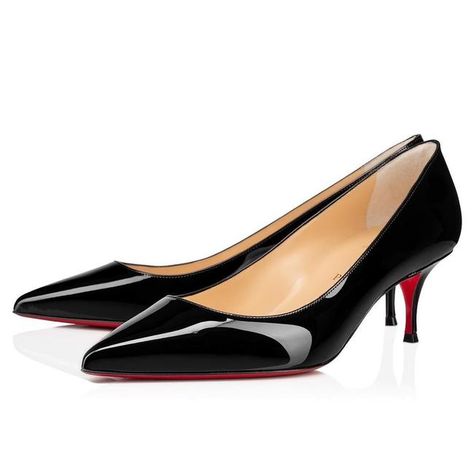 Christian Louboutin Black Kate 55 Patent Leather Classic Pointed Toe Kitten Low Pumps Size EU 36.5 (Approx. US 6.5) Regular (M, B) - Tradesy Red Bottom Heels, Louboutin Kate, Christian Louboutin Kate, Red Bottom Shoes, Black Patent Leather Pumps, Low Heel Pumps, Kitten Heel Pumps, Red Sole, Patent Leather Heels