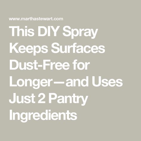 This DIY Spray Keeps Surfaces Dust-Free for Longer—and Uses Just 2 Pantry Ingredients Dust Repellent Spray Diy, No Dust Spray, Dusting Spray That Repels Dust, Dust Free Spray Diy, Dust Spray Diy, Dust Repellant Diy, Diy Dust Repelling Spray, Dusting Spray Diy, Diy Dusting Spray