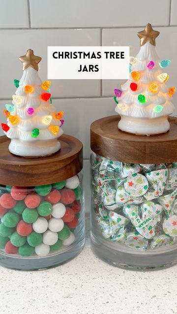 Christmas Candy Jars Ideas, Candy Jars Diy, Christmas Tree Jar, Christmas Candy Jars, Girly Christmas Gifts, Light Up Tree, Girly Christmas, Mom Of 2, Instagram Light