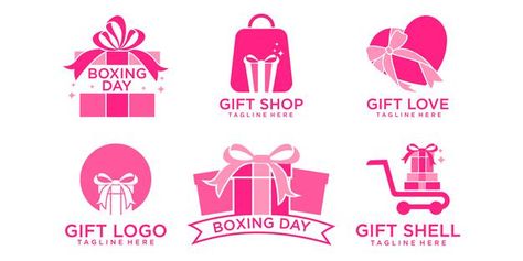 Gift Shop Names, Gift Logo, Shop Icon, Design Vector, Vector Photo, Icon Set, Logo Templates, Premium Vector, Boxing