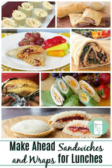 If you dread packing school lunches, you're going to love these make ahead sandwiches and wraps. These easy lunch ideas can be grabbed by the kids from the freezer on their way out the door to school #freezermeals101 #freezercooking #makeaheadmeals #schoollunchideas #schoollunches Freezer Sandwiches Lunch, Freezer Grab And Go Lunch, Make Ahead Sandwiches Freezer, Frozen Wraps For Lunch, Grab And Go Freezer Lunches, Freezer Wraps Lunch, Freezer Sandwiches Make Ahead, Freezer Wraps, Make Ahead Sandwiches