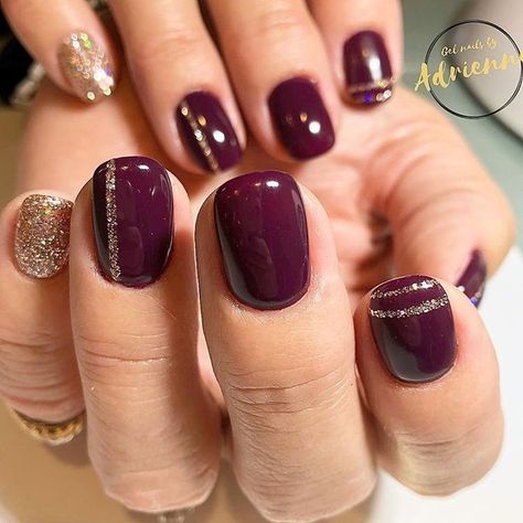 Fall Nails Maroon And Gold, Cranberry Gel Nails, Christmas New Years Nails Short, Fall Christmas Nails, Fall Nails Short Square, November Nail Ideas Short, October Nails Fall Short, Girly Hobbies, Color Uva