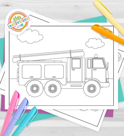 Fire Truck Activities, Kids Painting Activities, Brain Storm, Fun Projects For Kids, Truck Coloring Pages, Painting Activities, Cool Monsters, First Responders, Cool Coloring Pages