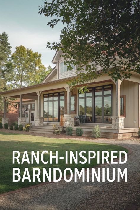 Ranch-Inspired Barndominium Design Barndominium Ranch Style, Barndominium Ranch, Ranch Life Country Living, Ranch Barndominium, Modern Country Living, Montana Ranch, Country Ranch, Gambrel Roof, Rustic Retreat