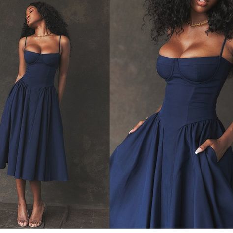 Bright Blue Dresses, House Of Cb Dresses, House Of Cb, House Dress, Date Night Dresses, Navy Blue Dresses, Stretch Dress, Casual Summer Outfit, Corset Dress