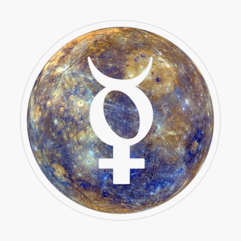 Mercury Planet Symbol, Mercury Symbol, Mercury Planet, Planet Logo, Planet Mercury, Astrological Symbols, Astrology Art, Plastic Stickers, Personalized Water Bottles