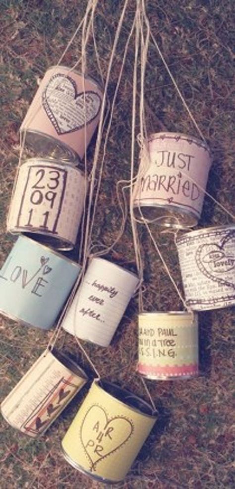 10 Fun Bridal Shower Ideas Everybody Will Love Wedding Getaway Car, Boda Diy, Rustic Wedding Inspiration, Tin Cans, Mod Wedding, Here Comes The Bride, Just Married, Fun Wedding, Country Wedding