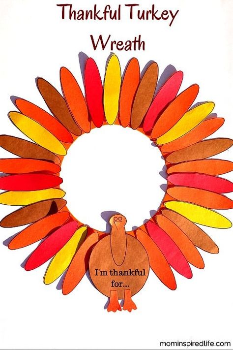 Gratitude Activities For Kids, Thankful Wreath, Thankful Turkey, Turkey Wreath, Thanksgiving Gratitude, Gratitude Activities, Turkey Crafts, Thanksgiving Preschool, Turkey Craft