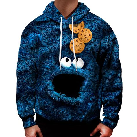 Cookie Monster Hoodie Cookie Monster Shirt Ideas, Cookie Monster Overalls, Cookie Monster Sweater, Cookie Monster Onesie, Cookie Monster T Shirt, Monster Hoodie, Print 3d, Unique Tshirts, Personalized Shirts