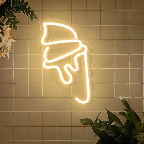 Ice Cream Neon Sign Ice Cream Cone Led Light Enjoy a fresh summer with a delicious ice cream neon sign! Not only a colorful decoration for your shop, store, bar or your room, but this ice cream cone neon sign will also take your space to the next level thanks to its beauty. Whether you wanna light up your party or decor your restaurant, the stunning and appetizing design of Ice Cream Neon Sign is the one to go for! Keep the chilling vibe going all year long with a gorgeous led neon ice cream lig Ice Cream Shop Decor Interior Design, Colorful Ice Cream Shop, Ice Cream Shop Decor, Ice Cream Signs, Ice Cream Shop Signage, Ice Cream Shop Sign, Neon Ice Cream, Ice Cream Shop Wall Mural, Ice Cream Neon Sign