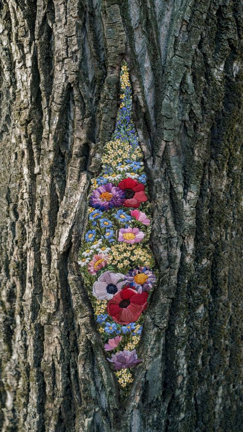 Vivid Compositions in Thread Enliven Hollow Spaces in Diana Yevtukh’s Striking Embroideries | Colossal Colossal Art, Contemporary Embroidery, Modern Crafts, Old Stone, Modern Embroidery, Art Archive, Vibrant Flower, Paper Artist, Lviv