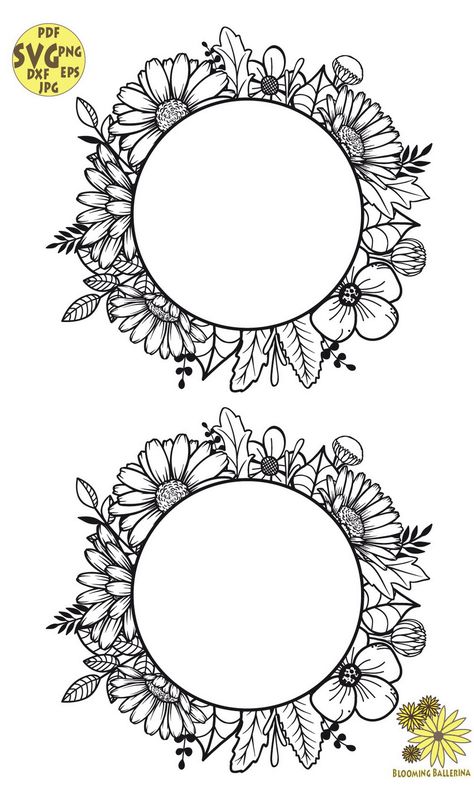 Round Nature Tattoo, Hat Burning Stencil, Floral Circle Border, Finger Mehandi, Floral Round Frame, Inventory Printable, Daisy Svg, Cowboy Hat Design, Matching Tats