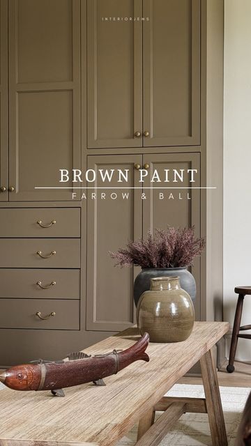 LIZ +  AMY on Instagram: "It’s so good guys 🤎 and it’s handmade to order, making it even more special! Farrow and ball make the most gorgeous paints so I did not hesitate. I promise you will love it. It’s the perfect Moody, neutral backdrop. It would be gorgeous on kitchen cabinets, I’m actually considering painting my pantry this color, don’t tell my husband 😂  Brown paint, custom closet, brown cabinets, farrow & ball paint, large armoire closet, Victorian homes, period homes" Brown Painted Cabinets, Large Armoire, Moody Neutral, Farrow And Ball Kitchen, Armoire Closet, Build Dream Home, Brown Paint Colors, Painted Closet, Brown Kitchen Cabinets