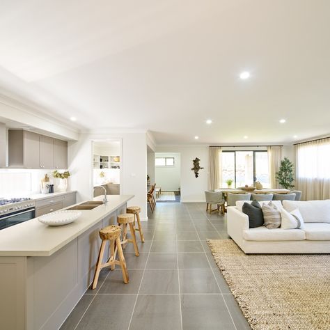 Gorgeous open-plan family and dining space, filled with natural light. 👉🏻 The Bel Air 37 📍 On display at HomeWorld Warnervale 🏠 Building Company - Masterton Homes ✨ Kitchen with island bench. ✨ Butler's pantry. ✨ Open plan kitchen dining and family. ✨ Sitting room. ✨ Upstairs lounge. ✨ Opulent master suite. ✨ Alfresco. ✨ Workshop. 🛏 4 Bedrooms 🛀 2.5 Bathrooms 🚗 2 Garage #findyourbuilderathomeworld #mastertonhomes #homeworldwarnervale #homeworldaus #homeworldaustralia #displayhome #d... Open Plan Kitchen Living Room With Play Area, Lounge And Dining Room Open Plan, Family Kitchen Living Space, Kitchen Lounge Open Plan, Extension Ideas Open Plan, Open Plan Living Room Kitchen, Open Plan Kitchen Dining Living Layout, Masterton Homes, Open Plan Kitchen Lounge