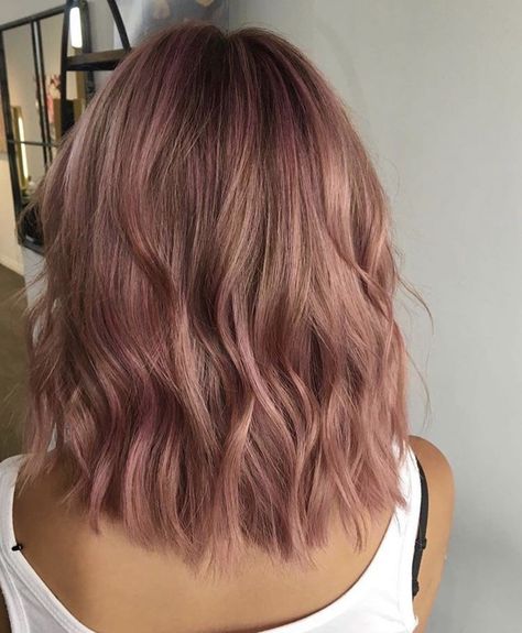 Peachy Highlights Brown Hair, Dust Rose Hair Color, Rose Gold Dark Blonde, Rose Pink Highlights Dark Hair, Natural Looking Pink Hair, Ashy Rose Brown Hair, Rose Light Brown Hair, Desert Rose Hair Color, Rosey Brown Hair Color