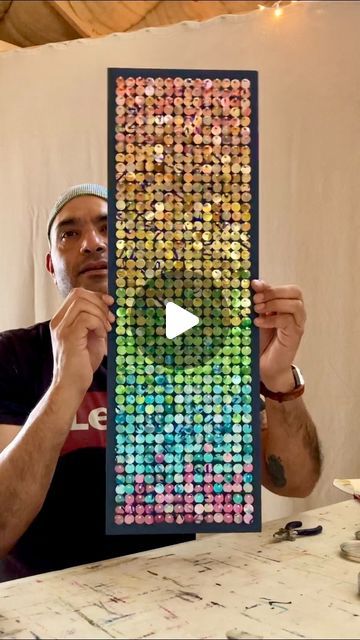 117 likes, 10 comments - hannahandnemo on July 3, 2021: "Nemo shows us part of our upcycled art process! ♻️He was a bit camera shy at first, but I think he did great! 👌   Do you want to see more process videos? Drop us a comment!  #processvideo #howitsmade #artisticprocess #artistatwork  #upcycler #upcyclersofinstagram #rainbow #rainbowart #colorfuldecor #colorfulart #stopthestarvingartist". Can Art Ideas, Upcycled Tin Jewelry, Pop Can Art, Recycle Craft, Flower Pot Art, Recycled Art Projects, Art Projects For Adults, Projects For Adults, Art Process