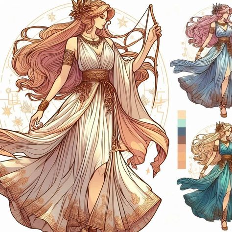 🌟✨ Presenting my modern vision of Artemis, the goddess of the hunt and the moon. With a design inspired by nature and mythology, this version reflects the strength and mystery of the Greek goddess. 🏹🌿 ✨ Passionate about mythology? Don't miss this recreation of Artemis and discover more historical and mythological characters in my gallery. Follow my account to stay updated with new content and give it a like if this version of Artemis captivated you! 🌙 #artemis #moderngoddesses #creativecosp... Artemis Goddess Art Mythology, Artemis Goddess Drawing, Artemis Fanart Goddess, Modern Greek Goddess Outfits, Artemis Drawing, Greek Goddess Outfit, Artemis Art, Artemis Greek Goddess, Greek Mythology Characters