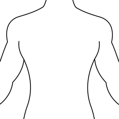 Back Tattoo Template, Chest Tattoo Template, Line Drawing Tattoos, Body Tattoo Design, Body Chart, Back Of Arm Tattoo, Upper Back Tattoos, Torso Tattoos, Body Outline