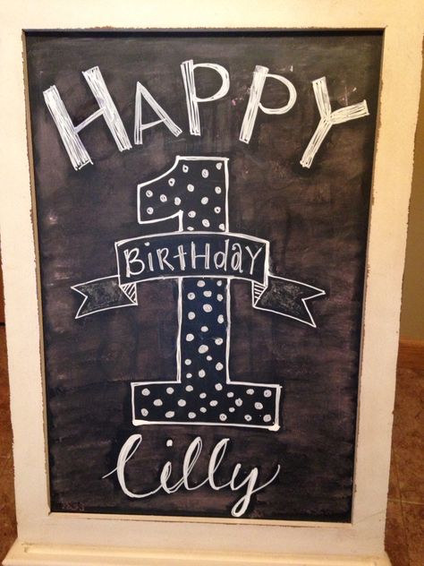 1st birthday chalkboard Chalkboard Numbers, Kendall Birthday, 1st Birthday Chalkboard, Boards Ideas, Happy 7th Birthday, Chalkboard Ideas, Chalkboard Designs, Black Chalkboard, Birthday Chalkboard