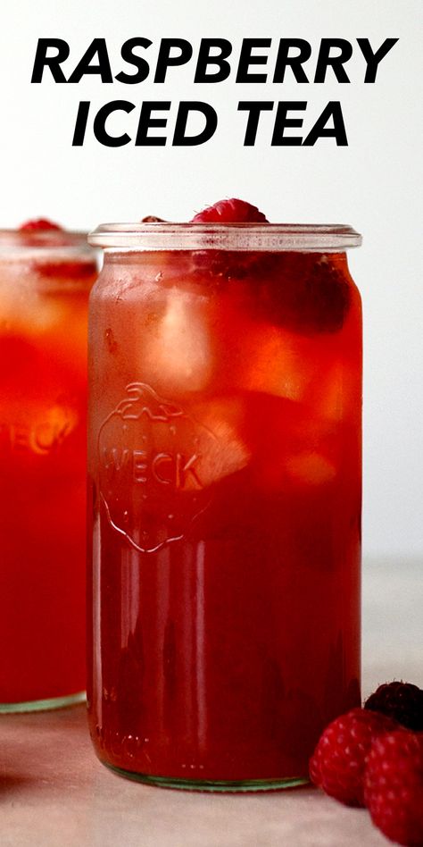 Raspberry Ice Tea, Raspberry Ice Tea Recipe, Flavored Tea Recipes, Summer Drinks Nonalcoholic, Iced Tea Recipes Homemade, Raspberry Iced Tea, Sweet Tea Recipes, Iced Tea Recipe, Iced Drinks Recipes