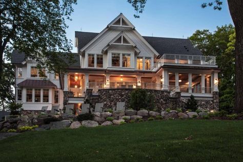 Tour a farmhouse lakeside retreat nestled on the shores of Lake Superior Farmhouse On The Lake, Modern Farmhouse Lake House, Farmhouse Lake House, Lake House Interior, Lake Houses Exterior, Lake House Plans, Architecture Model Making, Lakefront Homes, House Exteriors