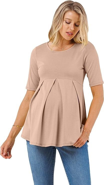 Women's Maternity top Peplum Blouse with Front Pleat for Pregnancy at Amazon Women’s Clothing store Maternity Blouse, Top Ideas, Maternity Top, Womens Maternity, Peplum Blouse, Pregnancy Shirts, Maternity Tops, Amazon Women, Fashion Brands