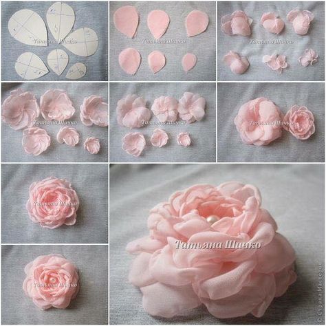 Projek Menjahit, Make Paper Flowers, Making Fabric Flowers, Diy Flores, Ribbon Embroidery Tutorial, Fabric Flower Tutorial, Handmade Flowers Fabric, How To Make Paper Flowers, Pola Sulam