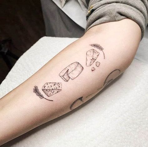 Cheese Tattoo, Culinary Tattoos, Avocado Tattoo, Wine Tattoo, Candy Tattoo, Chef Tattoo, Cupcake Tattoos, Food Tattoos, Tattoo Filler