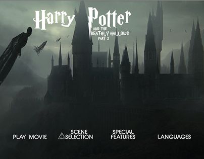 Dvd Menu Design, Game Menu Design, Harry Potter Dvd, 3d Aesthetic, Harry Potter Design, Deathly Hallows Part 2, Cat Game, Ui Game, Dog Games