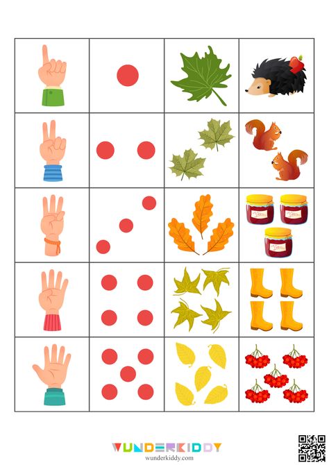 Counting To 5, Autumn Counting, Fall Worksheets, Printable Games For Kids, Farm Preschool, Math Sheets, Fall Lessons, Fall Math, Preschool Activities Toddler