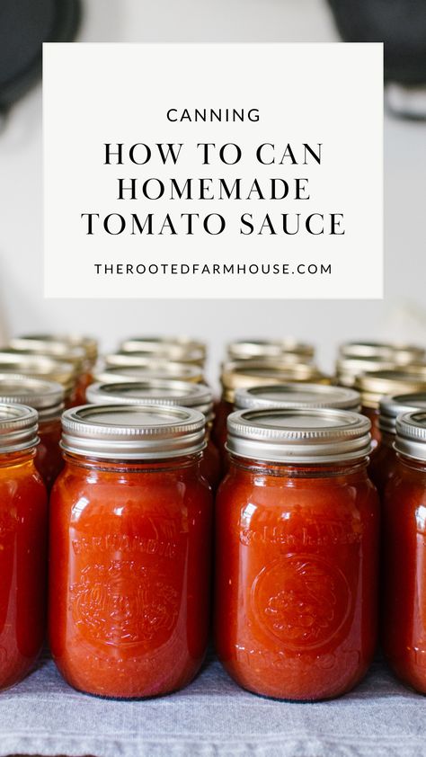 Tomato sauce recipe, homemade tomato sauce with fresh tomatoes, fresh tomatoes canning, canning tomatoes, easy tomato sauce recipe, simple tomato sauce recipe, canning tomato sauce, canning tomatoes for beginners, beginner canning recipes, canning tomatoes waterbath Homemade Tomato Sauce Canning Recipe, Easy Canned Tomato Sauce, Tomatoe Sauce Canning Recipe, Canning Fresh Tomato Sauce, Easy Canning Tomato Sauce, Things To Can Using Tomatoes, Water Bath Tomato Sauce, Canning Pasta Sauce With Fresh Tomatoes Water Bath, Tomato Sauce Canning Recipes