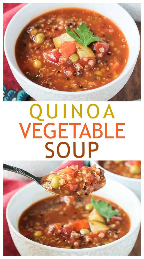 Soup With Quinoa Vegetable, Veggie Quinoa Soup, Souper Saturday, Easy Veggie Soup, Quinoa Soup Recipes, Quinoa Vegetable Soup, Heart Healthy Recipes Low Sodium, Healthy Vegan Dinner Recipes, Easy Quinoa