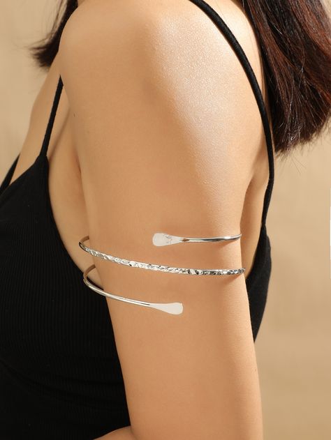 Silver Arm Jewelry, Silver Arm Cuff, Arm Cuff Bracelet, Arm Bracelets Upper, Embellished Fashion, Arm Cuffs, Arm Jewelry, Twisted Bracelet, Arm Bracelets