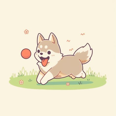 This cute dog play with a ball in a park. #dogs #cutedog #doglovers #dogtraining #dogsofinstagram Dog Playing Drawing, Dog Reference Drawing, Cute Dog Drawing, Fat Dogs, Sticker Inspo, Dog Animation, Dog Playing, Dog Pool, Puppy Drawing