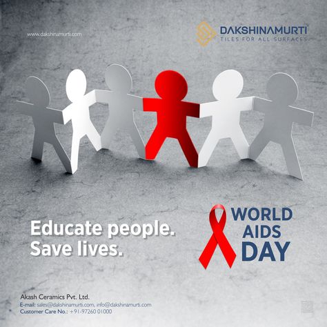 Educate People. Save lives. WORLD AIDS DAY! #DakshinamurtiTiles #FloorTiles #Ceramic #worldaidsday #AIDS #DAY World Aids Day Creative, World Aids Day Creative Ads, Aids Poster, Hiv Aids Awareness, Happy Independence Day Images, International Days, Digital Advertising Design, Medical Oncology, Independence Day Images