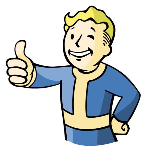 Vault Boy is the mascot character of the Vault-Tec corporation within the Fallout universe, appearing in their adverts, manuals, products and training films. He was also to appear in some issues of the Hell's Chain Gang comic of Hubris Comics, but because of the Great War, the series was never produced. In the Fallout games, Vault Boy is used to provide an iconic representation of almost all stats (perks, traits, skills etc.) and items in later games available to the player character, being.... Fallout Poster, Vault Boy Fallout, Blonde Hair Cartoon, Pip Boy, Vault Tec, Fallout Shelter, Fallout Game, Fallout Art, Fallout 3