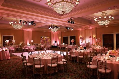 Light Pink uplighting | Great uplighting for a reception or … | Flickr Pink Uplighting, Uplighting Wedding, Wedding Reception Layout, Black Wedding Decorations, Reception Layout, Pink Quince, Light Pink Wedding, Pink Wedding Theme, Diy Event