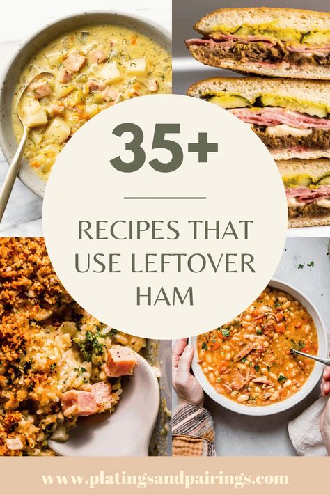 Here's 35+ leftover ham recipes to unleash your culinary creativity and turn it into something new and exciting! Leftover Ham Ideas Meals, Leftover Ham Hock Recipes, Meals To Make With Leftover Ham, Ham And Leek Recipes, Leftover Ham Bone Recipes, Leftover Thanksgiving Ham Recipes, Leftover Ham Dinner Ideas, Bone In Ham Leftover Recipes, Ham Leftover Recipes Dinner Tonight