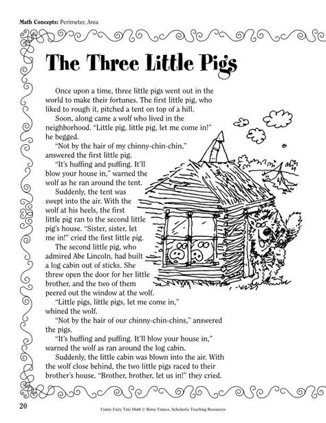 The Three Little Pigs Fairy Tale Math Activities, Fairy Tale Math, Funny Fairy, Three Little Pigs Story, Resource Teacher, Ocean Craft, The Little Red Hen, English Stories For Kids, Reading Comprehension Lessons