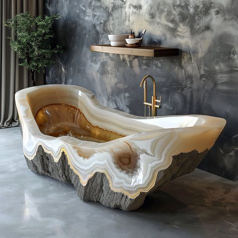 Indulge in luxury with the Geotub: a stunning bathtub crafted from a single geode, blending nature's beauty with modern comfort. Sink into relaxation as the softly glowing crystals and vibrant hues envelop you in tranquility. Conceptual AI Art Follow @ecosapiens for more! Crystal Bathtub, Clean Mind, Neoclassical Interior Design, Beautiful Bathtubs, Modern Luxury Bathroom, Stone Bathtub, Neoclassical Interior, Dream Apartment Decor, Secret Rooms