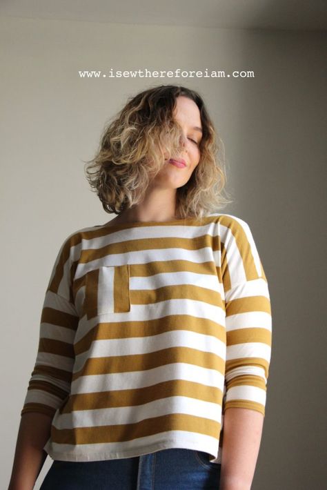 I finally sewed the Mandy Boat Tee, that much-loved FREE pattern from Tessuti Patterns! The  striped Mandy Boat Tee has… Sewing Icon, Tessuti Patterns, Mandy Boat Tee, Boat Neck Shirt, Shirt Sewing, Shirt Sewing Pattern, Make Your Own Clothes, Love Is Free, Fashion Sewing