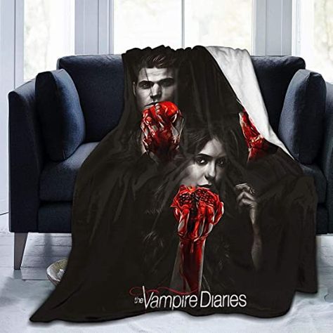 539 The Va-Mpire Diaries Fleece Throw Blanket Ultra Soft Micro Fleece Blanket,for Traveling Camping Home Bed Living Room Sofa 60"X50" Bed Living Room, Lightweight Bedding, Warm Throw Blanket, Outdoor Concert, Twin Blanket, Stefan Salvatore, Cozy Flannel, Elena Gilbert, Sofa Couch Bed