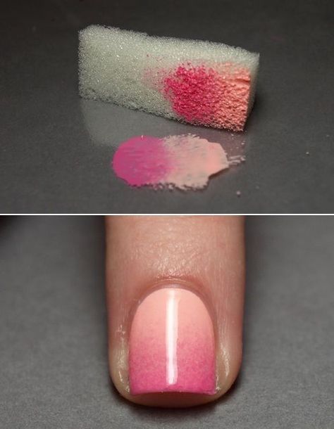 Sponge Painted Nails Ombre Nail Diy, Ombre Nails Tutorial, Matte Make Up, Artistic Nails, Sponge Nails, Sunset Nails, Cute Nail Polish, 15 Diy, Simple Nail