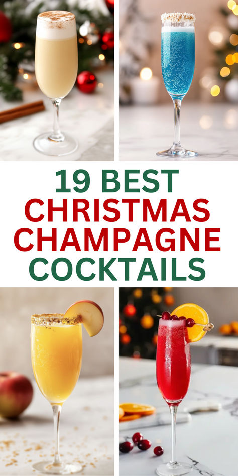 Christmas Champagne Cocktails Champagne And Chambord, Champagne Cotton Candy Drink, Christmas Champagne Cocktails For A Crowd, Belaire Champagne Cocktails, Champagne Mimosa Recipes, Holiday Cocktails Christmas Champagne, Fun Champagne Cocktails, Winter Wonderland Mimosa, Mixed Drinks With Champagne