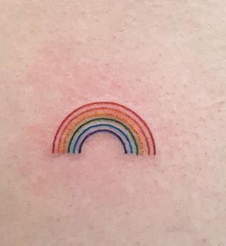 Mini Rainbow Tattoo, Little Rainbow Tattoo, Simple Rainbow Tattoo, Tiny Rainbow Tattoo, Rainbow Tattoo Ideas, Lgbt Tattoo, Rainbow Tattoo, Pride Tattoo, Rainbow Tattoos