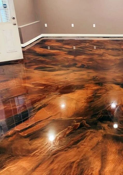 Hunting Man Cave Ideas Rustic, Unique Concrete Floors, Home Bar Flooring Ideas, Epoxy Floor Wood Look, Rustic Epoxy Floor, Epoxy Resin Flooring Ideas, Poxy Flooring Kitchen, Concrete Epoxy Floors In House, Epoxy Floors In Home Kitchen